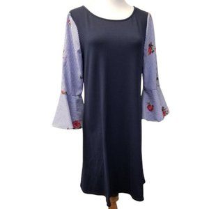 AGB sweater shirt striped floral bell sleeve dress size S (Y25)